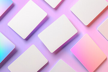 White square tiles arranged diagonally on a colorful gradient background transitioning from pink to blue