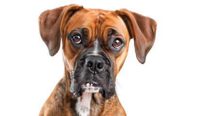 Obraz premium A brown serious boxer dog posing to camera