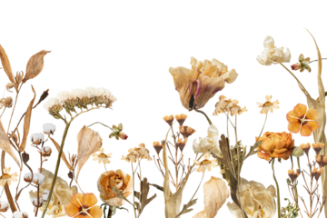 Autumn flower bordre png seasonal botanical, transparent background