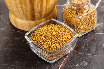 Mustard dry seeds in the bowl