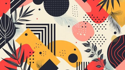 closeup flat design of Abstract design with a mix of organic and geometric shapes, creating a dynamic composition