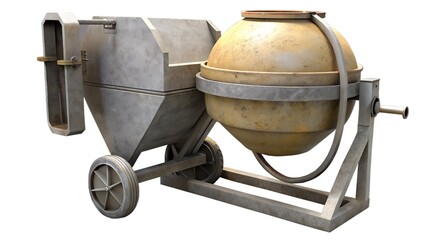 concrete mixer building tools with isolated layer and high image detail