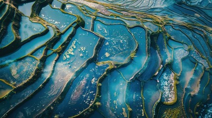 Blue rice terraces in China