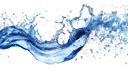 Obraz premium Blue water swirl splash with little bubbles isolated on clear white background, liquid flowing in form of wave