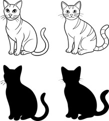 Cat silhouettes vector image prints icons