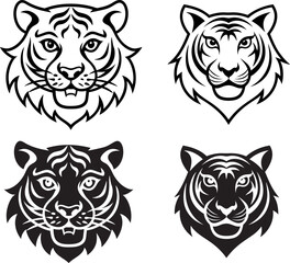 Tiger silhouettes vector image prints icons