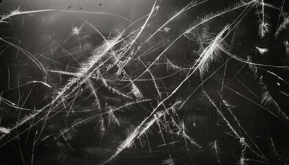 Texture of old surface on black background with white scratches
