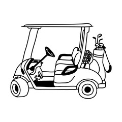 PNG golf cart doodle illustration, transparent background