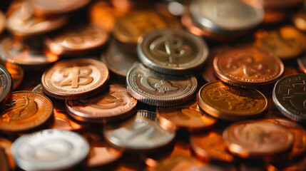 Money coins in a pile.