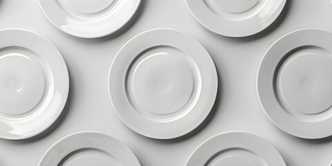 White plate set collection from multiple angles isolated on clean background. Concept White Plates, Collection, Multiple Angles, Isolated Background, Kitchenware