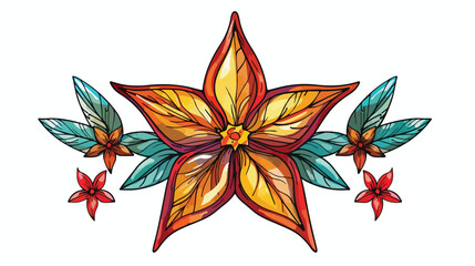 Floral star icon. Vector illustration Hand drawn Vector
