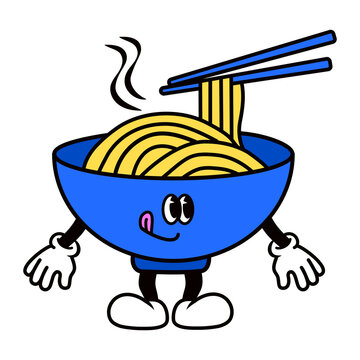 recommend clip art: Retro ramen noodle png, cartoon illustration, transparent background