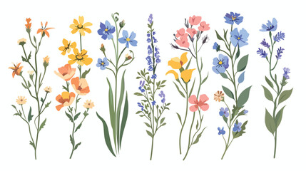 Flower decor element flat icon Wildflowers. Vector 
