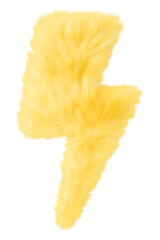 Yellow lightning png fluffy 3D shape, transparent background