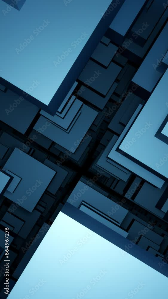 Poster movement through 3d space with cubes. design. tunnel with 3d lips in multi-level space. perspective 