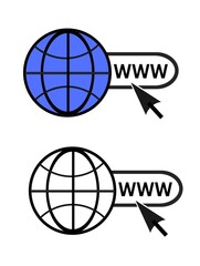 Website Icon. Vector www icon. Web icon. Website icon page symbol for your web design. Internet world vector. browser