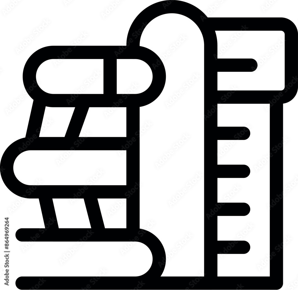 Poster simple line drawing of water slides next to a measuring tool, suggesting the height requirement for 