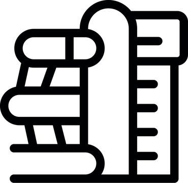 recommend clip art: Simple line drawing of water slides next to a measuring tool, suggesting the height requirement for the ride