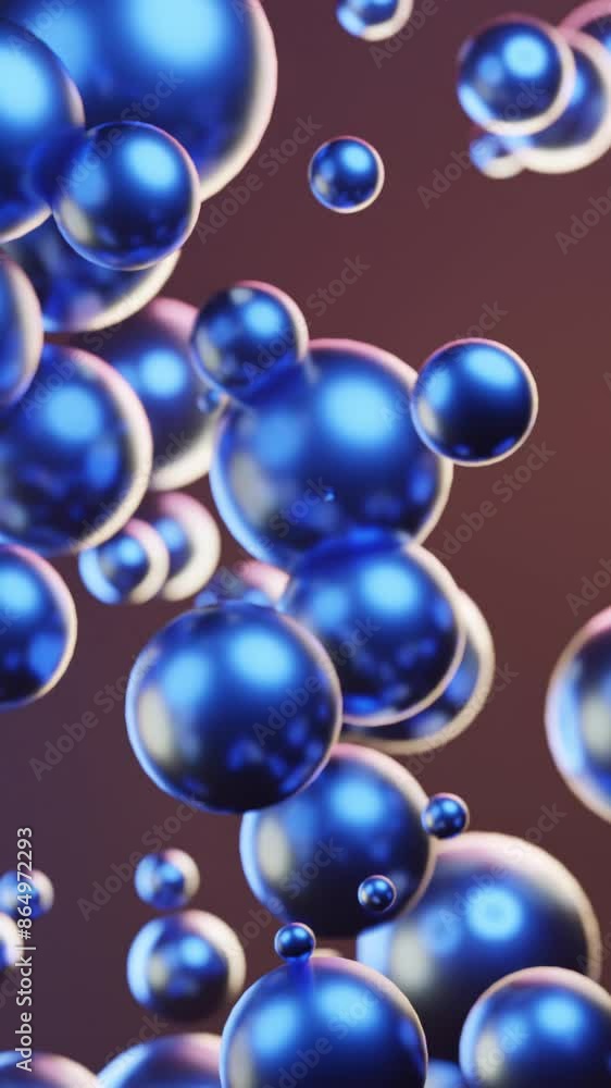 Poster moving stream of bright balls. design. rising stream of bright 3d bubbles in space. bright bubbles m