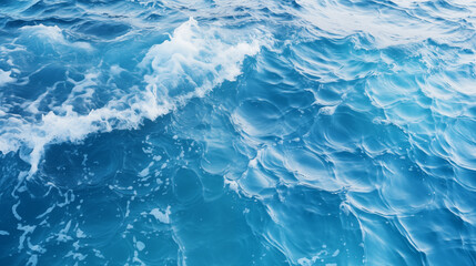 Obraz premium The ocean is calm and blue, with a few waves breaking on the shore