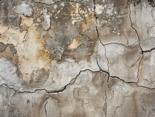 Fototapeta premium A close-up image of a concrete wall with a rough, uneven surface and visible cracks, portraying the industrial and rugged texture of the material