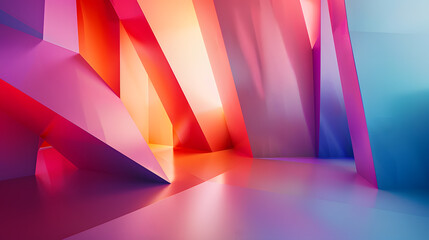 Multicoloured bright technical background with 3D geometric structure