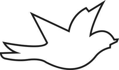 Bird silhouette icon line style editable stock, black humming bird. Nature symbol, flying illustration sign. Bird logo and wing, airplane template wildlife design isolated on transparent background.