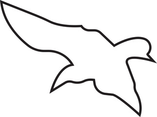 Bird silhouette icon line style editable stock, black humming bird. Nature symbol, flying illustration sign. Bird logo and wing, airplane template wildlife design isolated on transparent background.