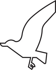 Bird silhouette icon line style editable stock, black humming bird. Nature symbol, flying illustration sign. Bird logo and wing, airplane template wildlife design isolated on transparent background.