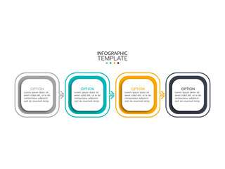 Timeline infographics template design with arrows and circles. Business concept with 4 options, steps, parts.