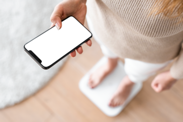 Phone  png screen mockup with smart weighing scale innovative future technology