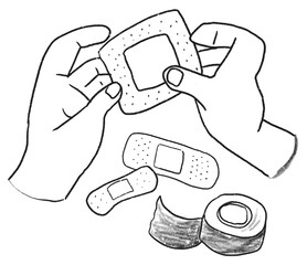 Plaster for wound png element healthcare doodle