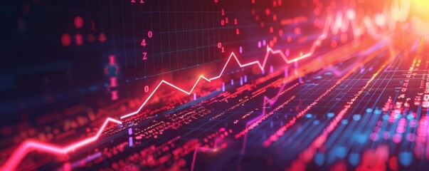 Abstract glowing lines and data points on a dark background.