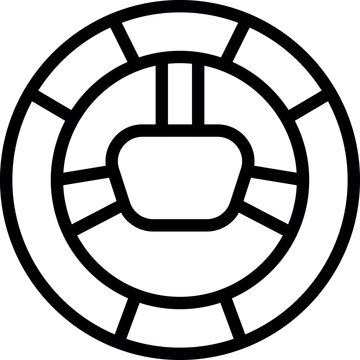 recommend clip art: Minimalist icon of a cable car gondola cabin enclosed in a circle, representing urban transportation