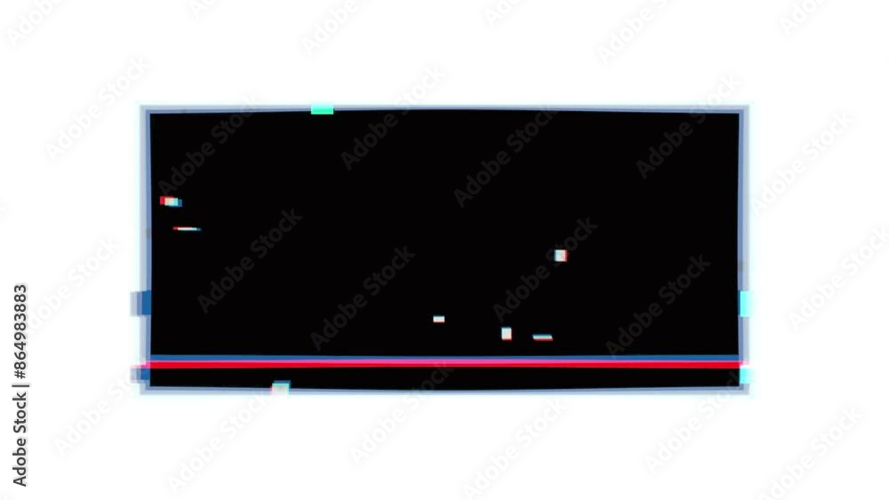 Poster Black rectangle shape animation with glitches and static effects on a white background