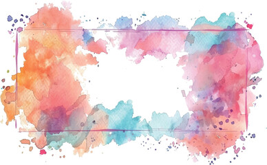 watercolor rectangle frame, vintage, light pastel colors, isolated on white background