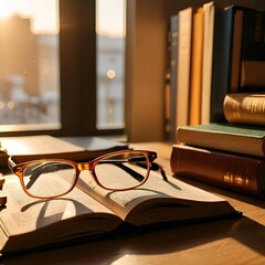 glasses and book