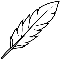 feather outline coloring book page line art illustration digital drawing