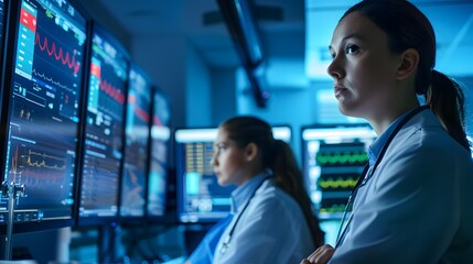 A hospital's medical records are compromised, endangering patient lives, shown as concerned doctors looking at red alert screens