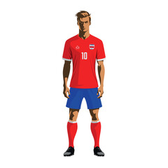 Soccer player in Costa Rica team uniform