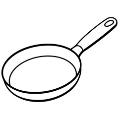 frying pan outline coloring book page line art illustration digital drawing