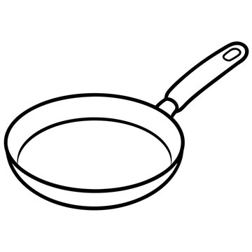 recommend clip art: frying pan outline coloring book page line art illustration digital drawing