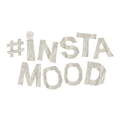 Png #instamood typography collage element, crumpled paper texture sticker on transparent background
