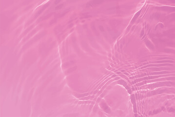 Pink water splashes on the surface ripple blur. Defocus blurred transparent pink colored clear calm water surface texture with splash and bubble. Water waves with shining pattern texture background