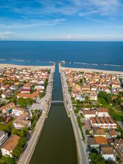 Fototapeta premium Aerial View Over Casal Borsetti, Province of Ravenna, Italy 