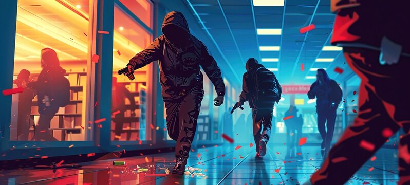 Burglary at retail store with looters breaking in and causing destruction