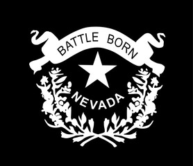 Nevada coat of arms vector silhouette illustration isolated. Nevada state flag coat of arms, country symbol. United States of America. Heraldic Nevada COA sign.