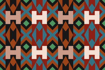 Native American geometric ethnic pattern, seamless pattern of the Navajo tribe. Seamless vector pattern, seamless Mexican rug, woven carpet. Folk embroidery, Bohemian, Aztec style.	