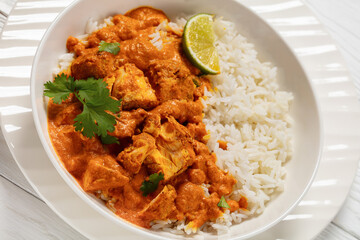 indian spiced fish curry, salmon masala, top view