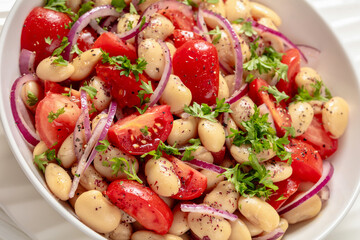 Piyaz, Turkish white bean salad in a bowl